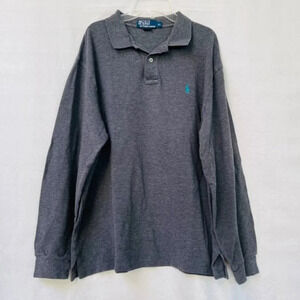 Polo Ralph Lauren Collared Shirt Mens XL Gray Long Sleeves Cotton Casual Sporty